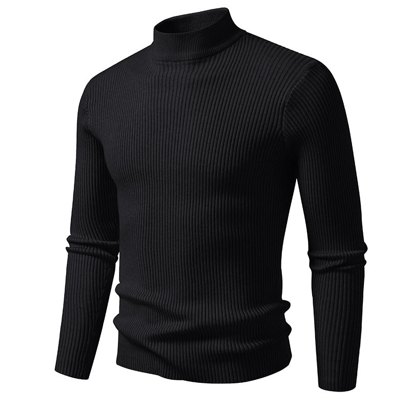 High-quality stretch wool men's turtleneck sweater with ribbed texture Lune London