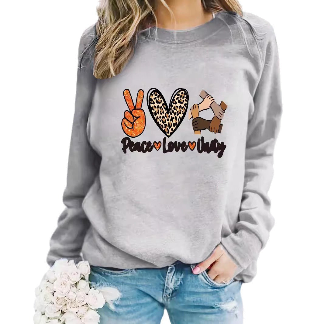 Sweatshirt pour femmes avec un design créatif Paix, Amour & Unité Chic & Stil