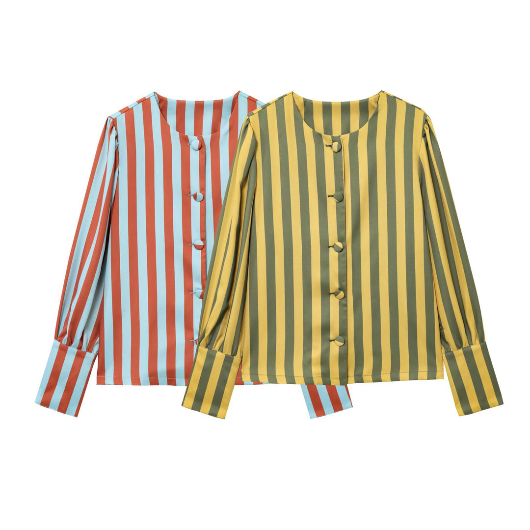 Long sleeve blouse for women with a striped design and elegant puff sleeves Lune London
