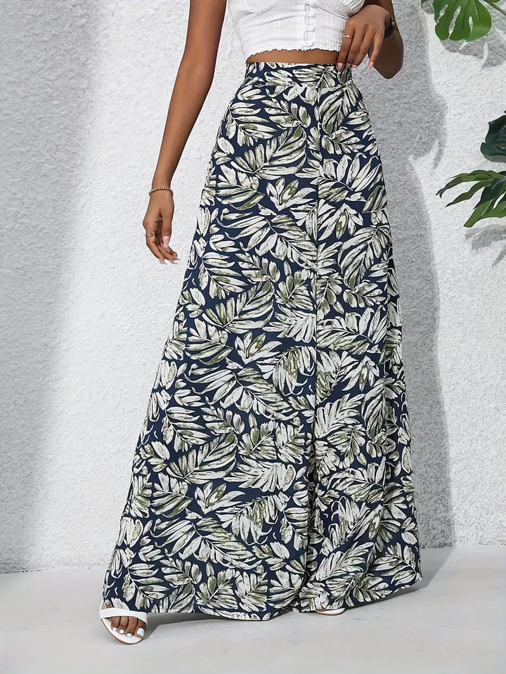 Lune London Tropical Leaf Pattern Maxi Skirt for Women