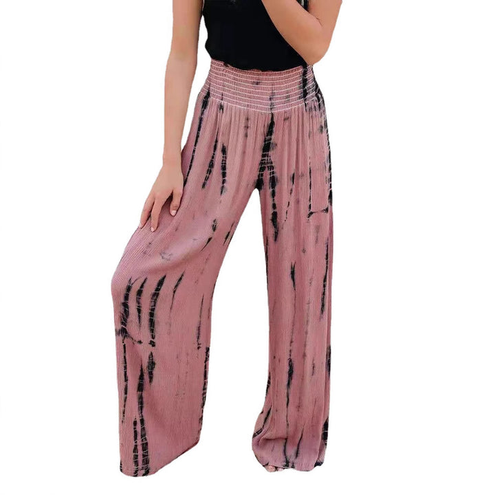 Elegant wide leg pants for women with a low waist and graphic print Lune London