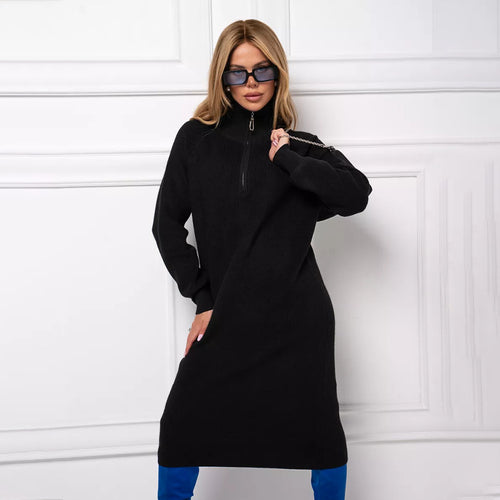 Robe tricotée pour femmes avec col montant et fermeture éclair Chic & Stil
