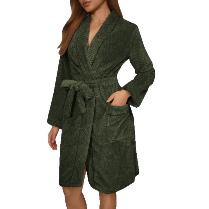Women's Cozy Bathrobe with Belt and Pockets Lune London