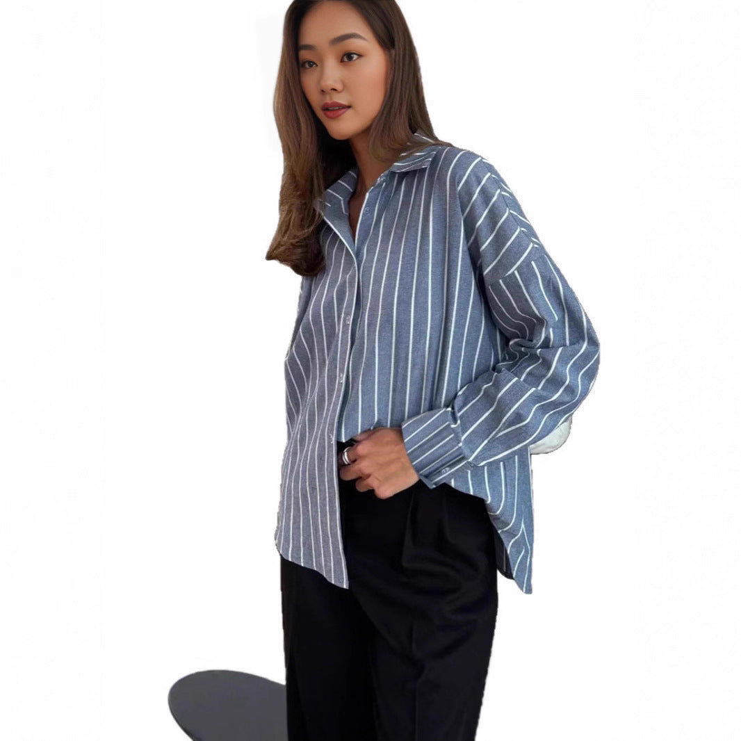 Casual cotton shirt for women with striped design and loose fit Lune London
