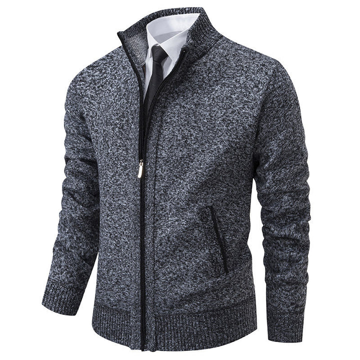 Men's Sporty Cardigan with Stand-Up Collar and Zipper Lune London