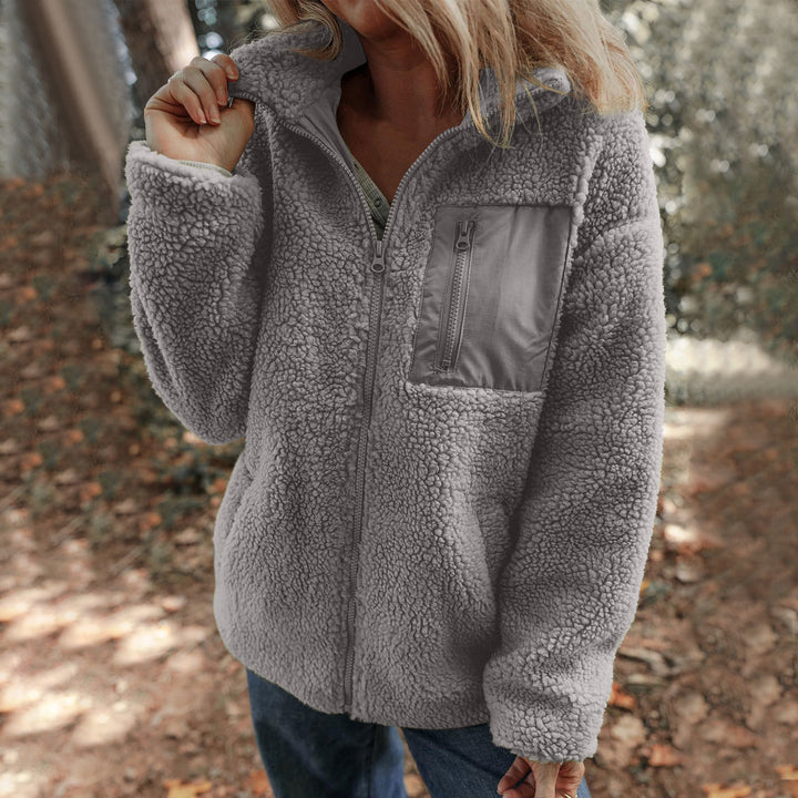 Fleece jacket for women with high collar and practical breast pocket Lune London