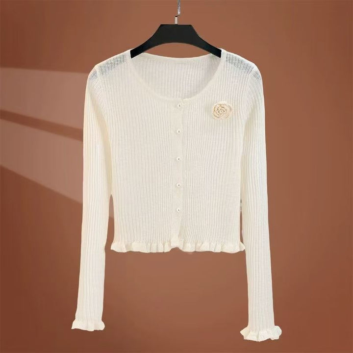 Knitted jacket for women with a delicate floral pattern Lune London