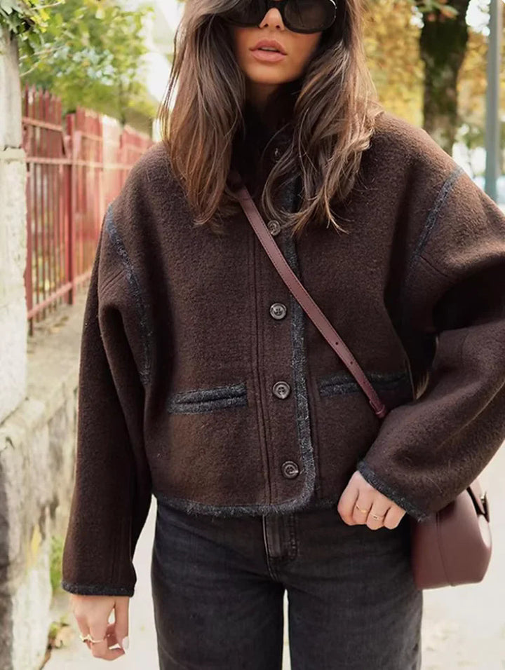 Elegant transitional jacket for women with decorative buttons Lune London