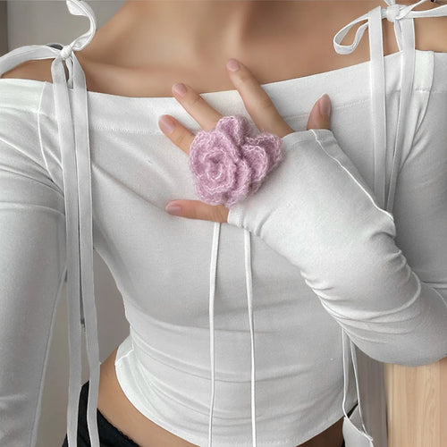 Ladies elegant choker with floral details and satin ribbon Lune London