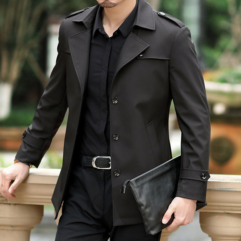 Trendy transitional jacket for men with high collar and elegant button design Lune London