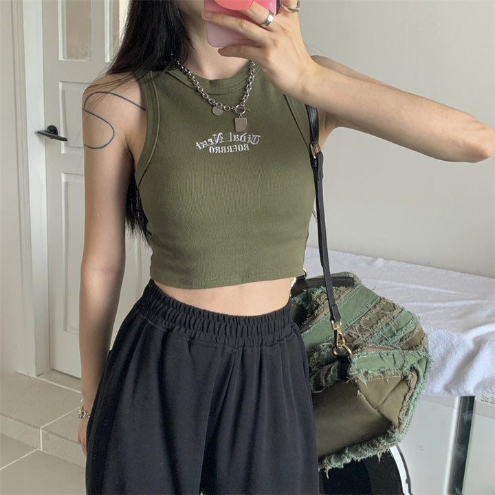 Women’s Crop Top with High Collar and Subtle Logo Lune London