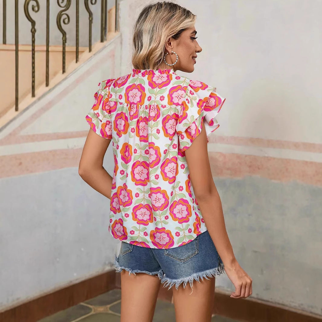 Lightweight viscose blouse for women with ruffle details and relaxed fit Lune London