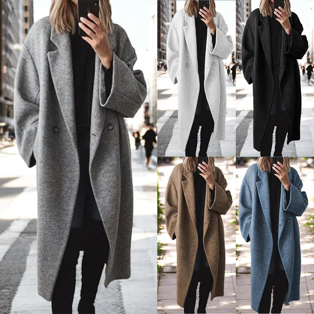 Oversized wool coat for women with structured collar and trendy button details Lune London