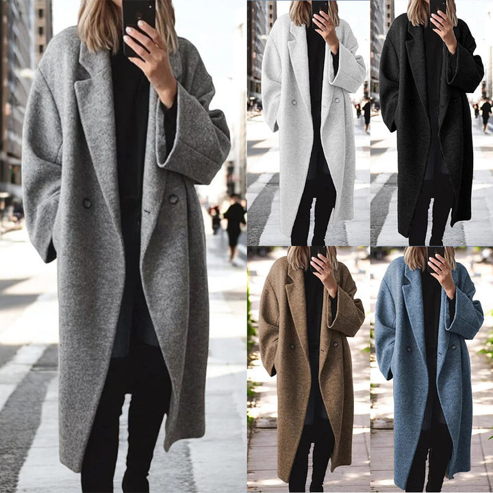 Oversized wool coat for women with structured collar and trendy button details Lune London
