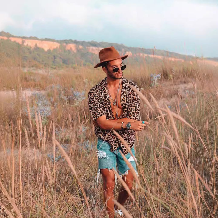 Short sleeve men's shirt with a modern leopard pattern and a relaxed fit Lune London