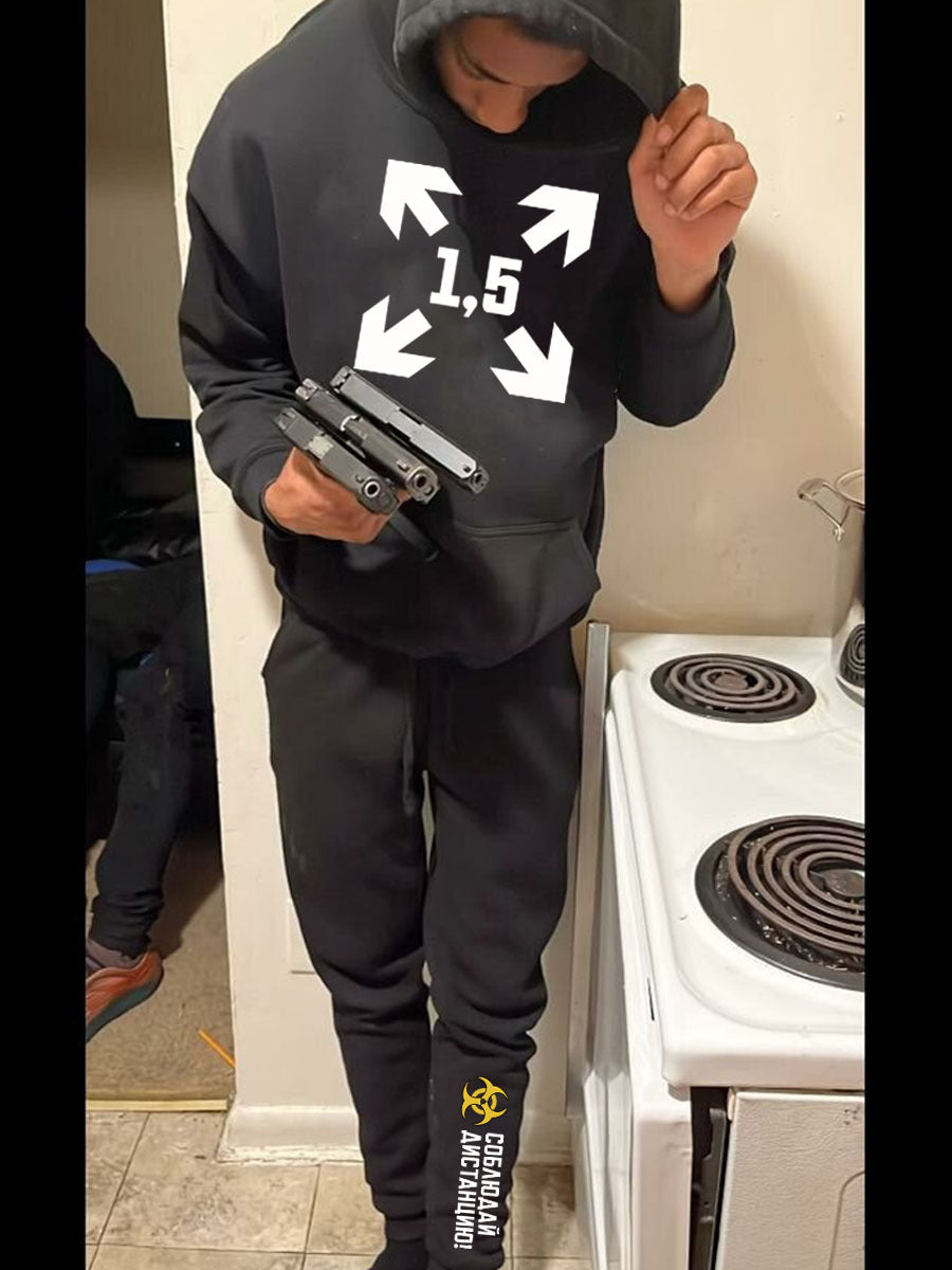 Men's hoodie and jogger pants set with trendy Lune London print