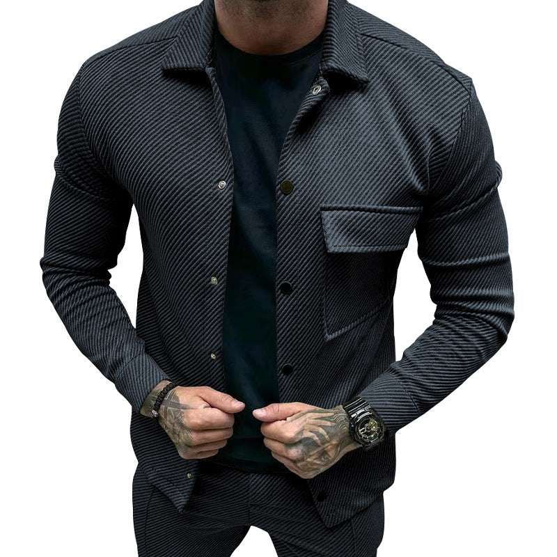 Men's elegant casual top with textured design and practical chest pocket Lune London