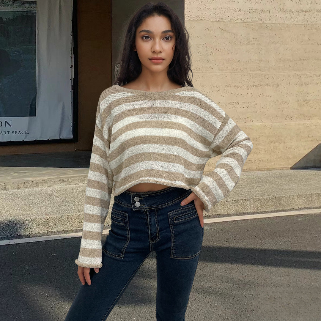 Women's striped casual knit cardigan Lune London