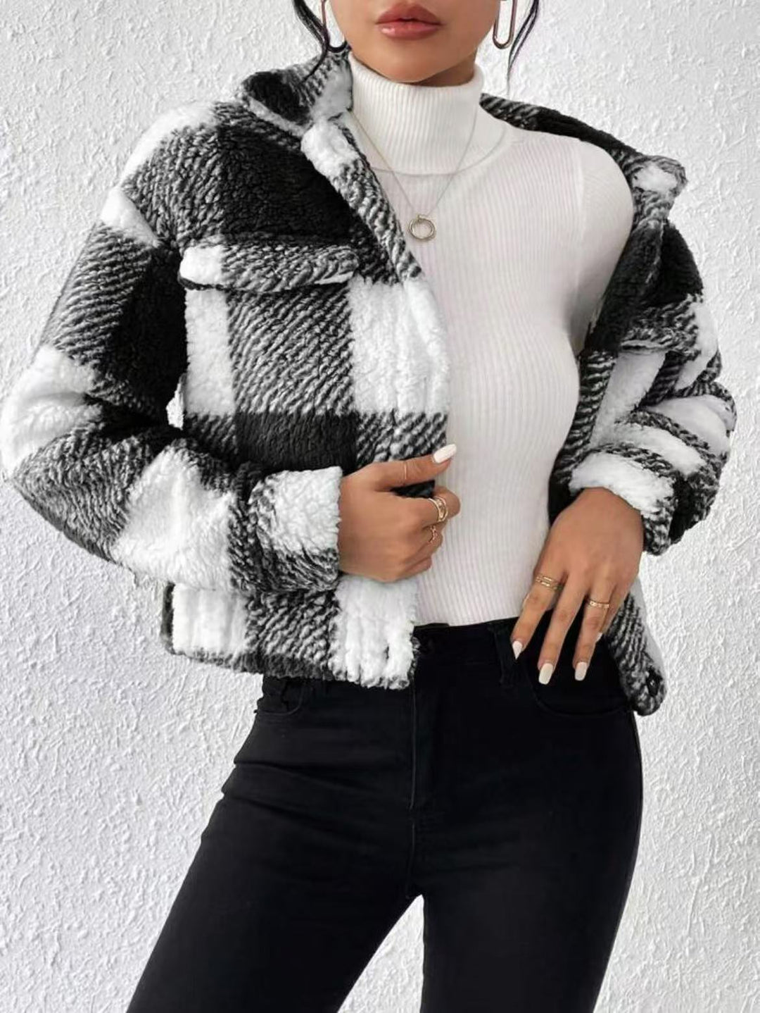 Short checked fleece jacket Lune London