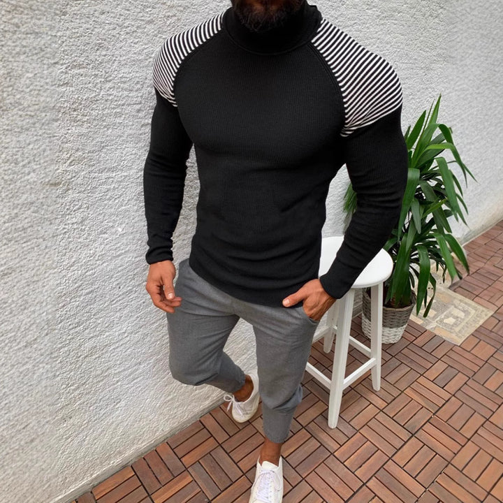 Men's high-quality functional sweater with stylish high collar and chic textured design