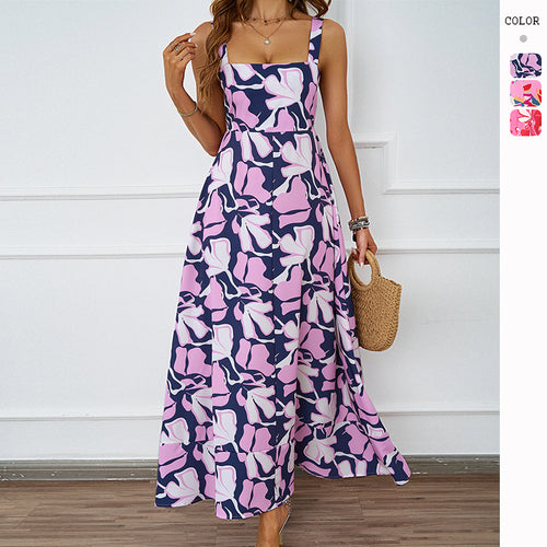 Maxi dress for women with floral design and sophisticated straps Chic & Stil