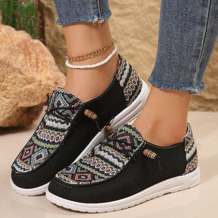 Casual Slip-On Sneakers for Women with Colorful Ethnic Pattern Lune London
