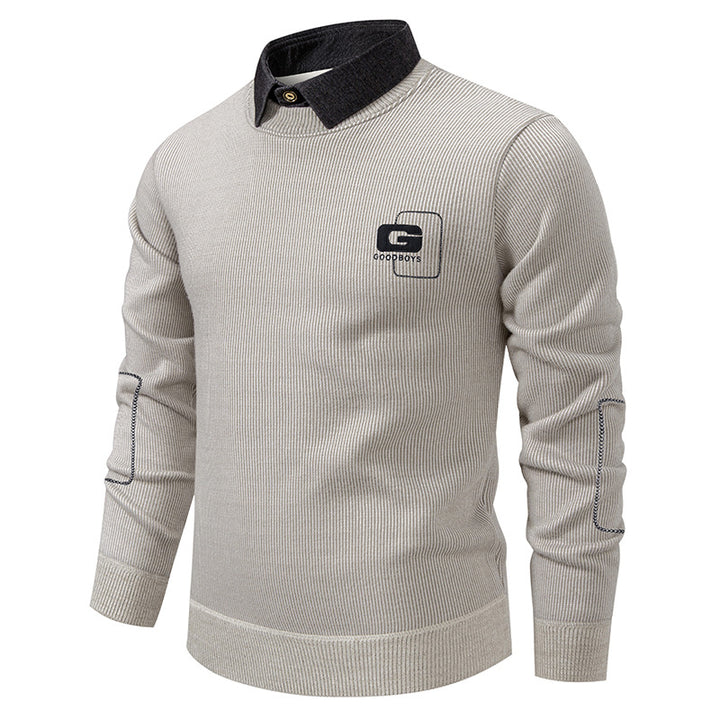 Elegant sweater for men with collar and fine knit pattern Lune London