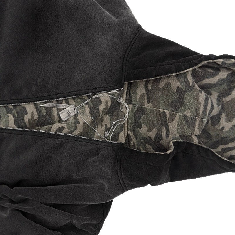 Oversized camouflage jacket for women with hood and zipper Lune London