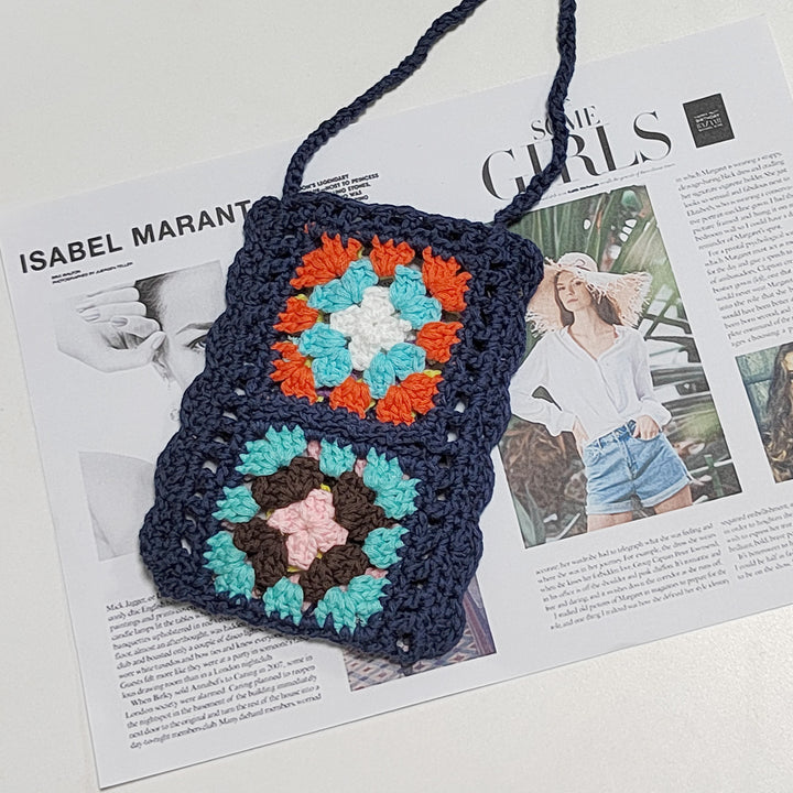 Ladies Colorful Crochet Pattern Shoulder Bag Lune London
