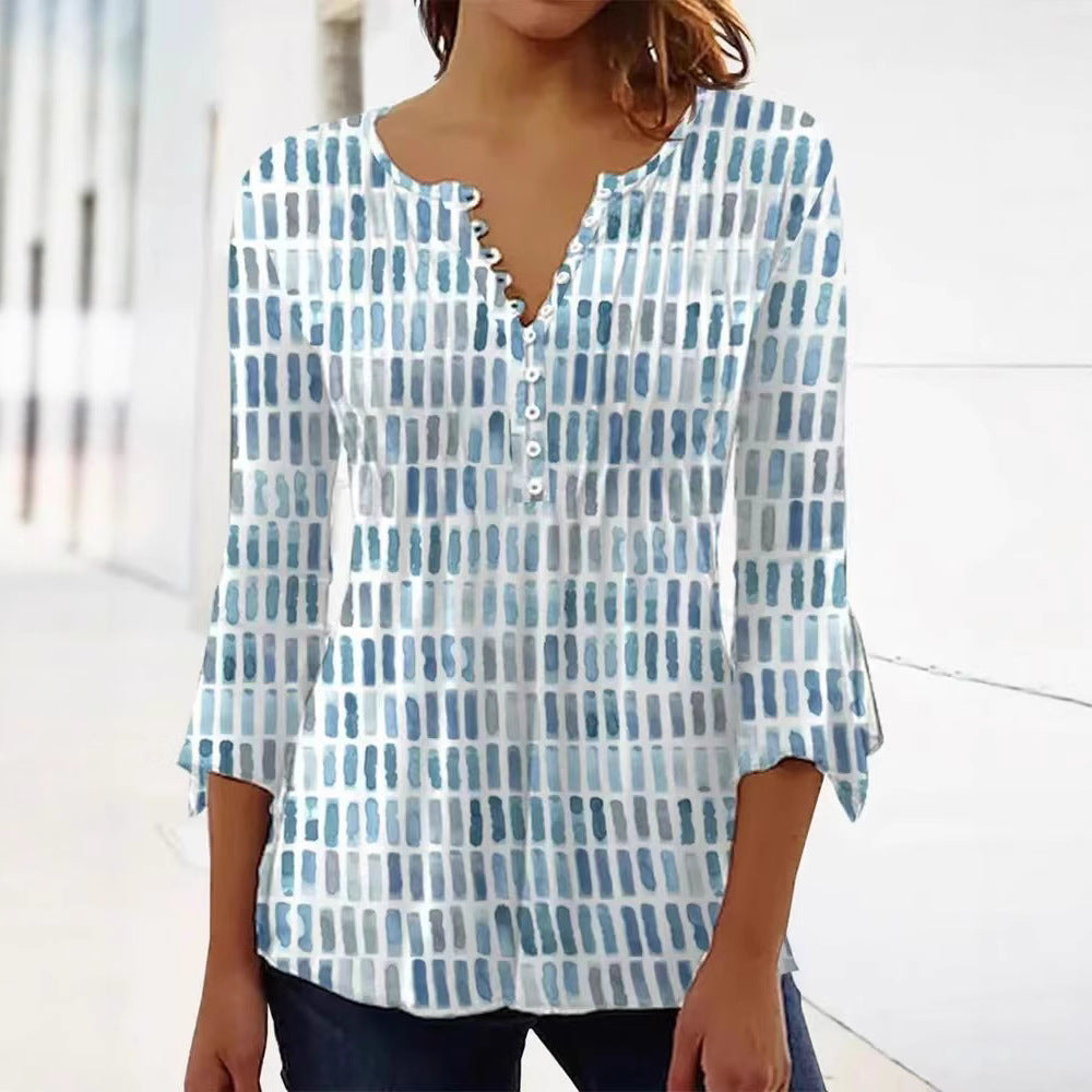 Blouse pour femmes au design graphique moderne avec détails de boutons Chic & Stil