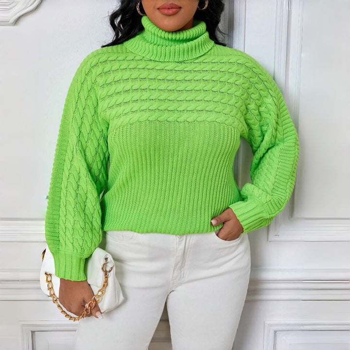 Women’s turtleneck sweater with textured braided pattern Lune London