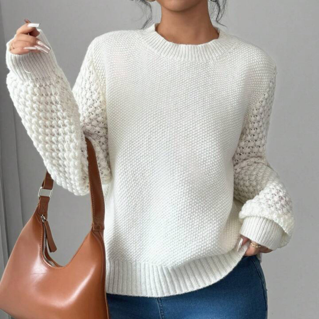 Trendy women's sweater with refined knit details Lune London