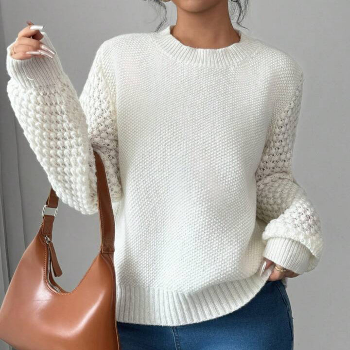 Trendy women's sweater with refined knit details Lune London