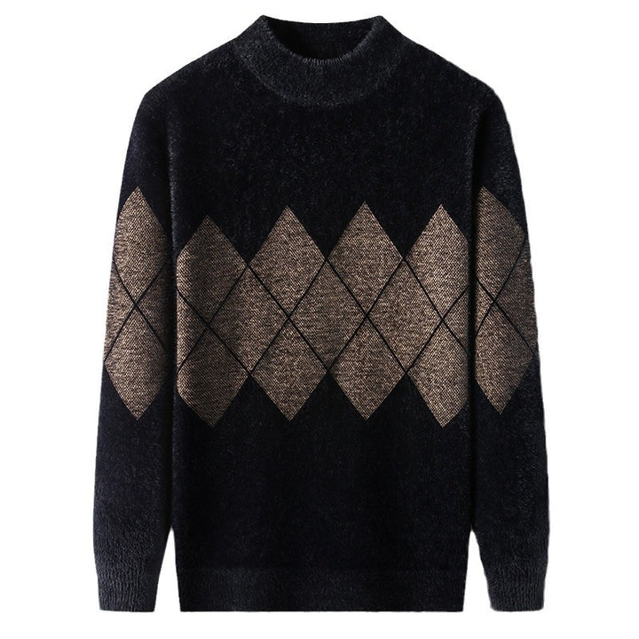 Elegant turtleneck sweater for men with a modern diamond pattern Lune London