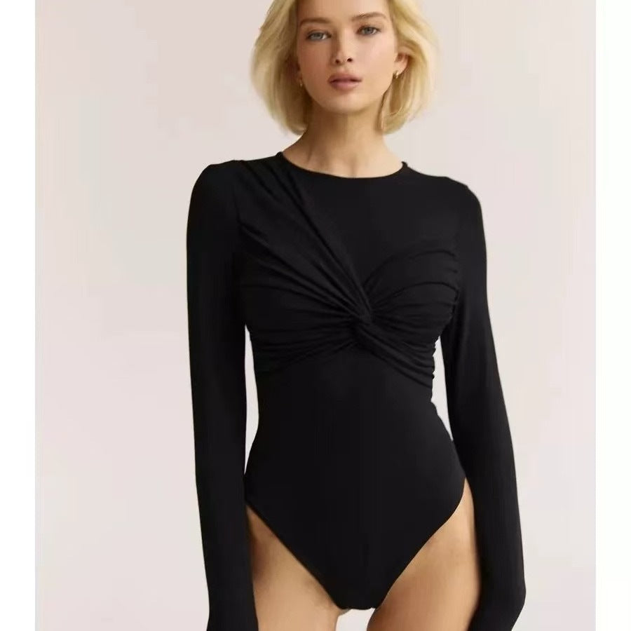 Ladies Long Sleeve Ruffled Body Lune London