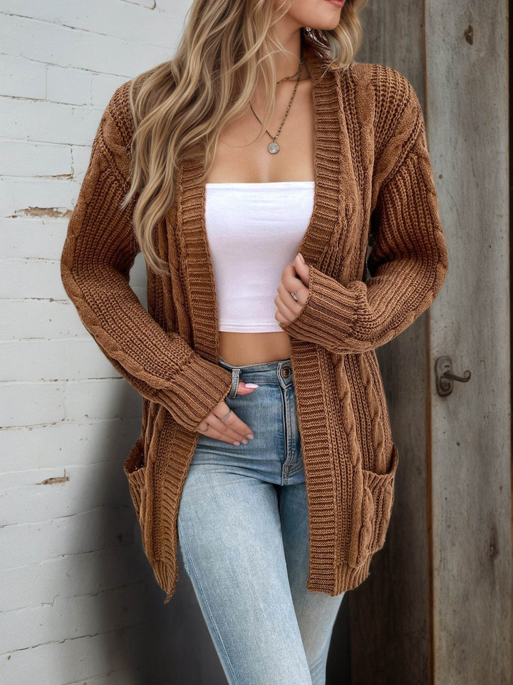 Women cardigan in large ribbed design with practical pockets Lune London