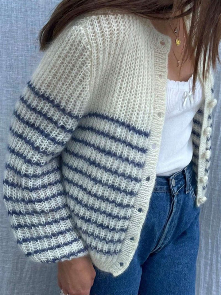 Ladies' striped knit jacket with modern pattern and relaxed fit Lune London
