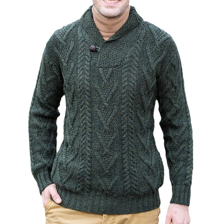 Men's Knit Sweater with Classic Collar and Textured Pattern Lune London