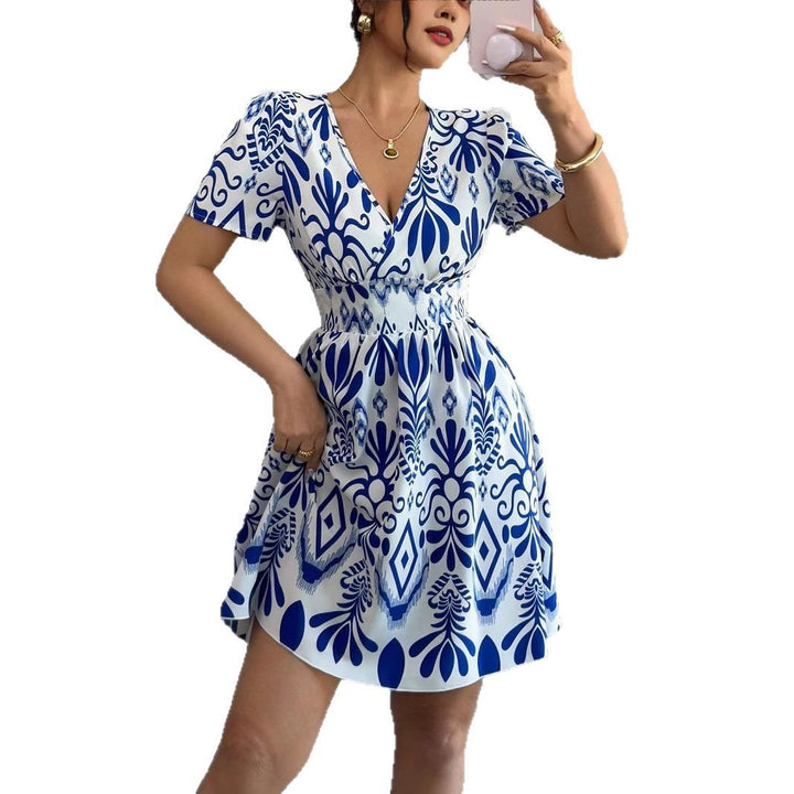 Playful summer dress for women with V-neck Lune London