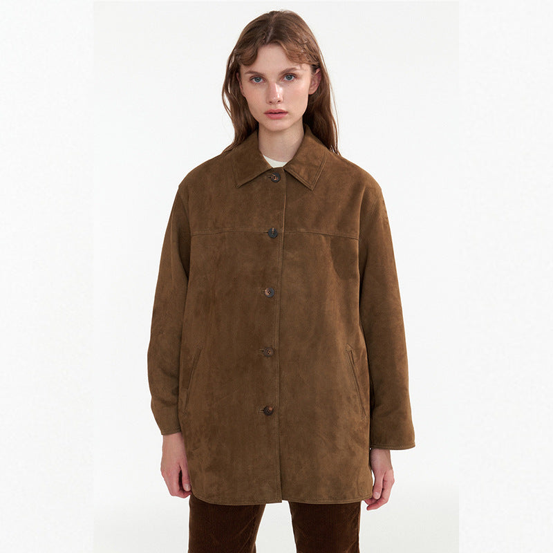 Veste en suède stylée pour femmes avec fermeture à boutons Chic & Stil