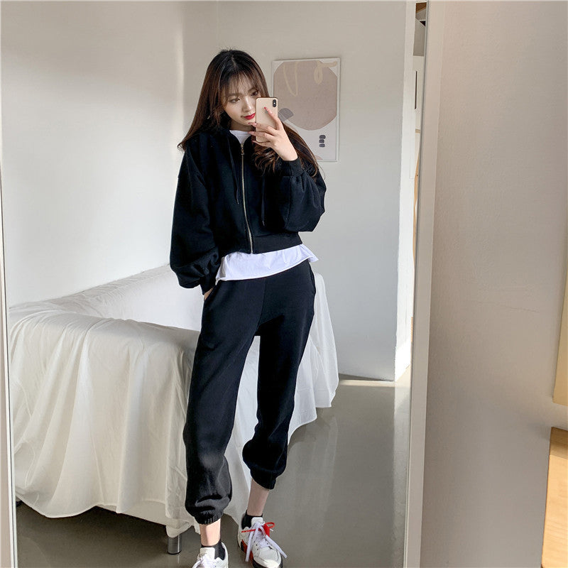 Ensemble de survêtement décontracté pour femmes avec veste bomber et pantalon slim Chic & Stil