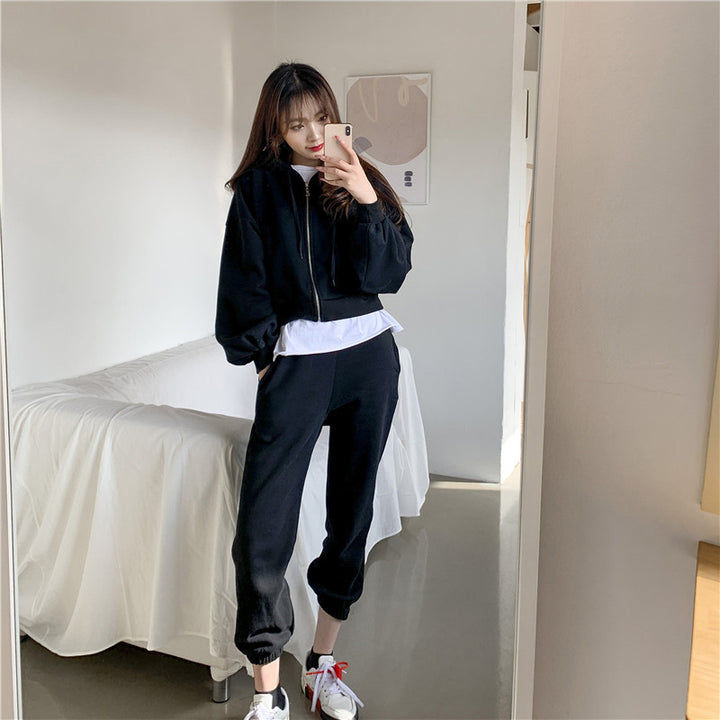 Ensemble de survêtement décontracté pour femmes avec veste bomber et pantalon slim Chic & Stil