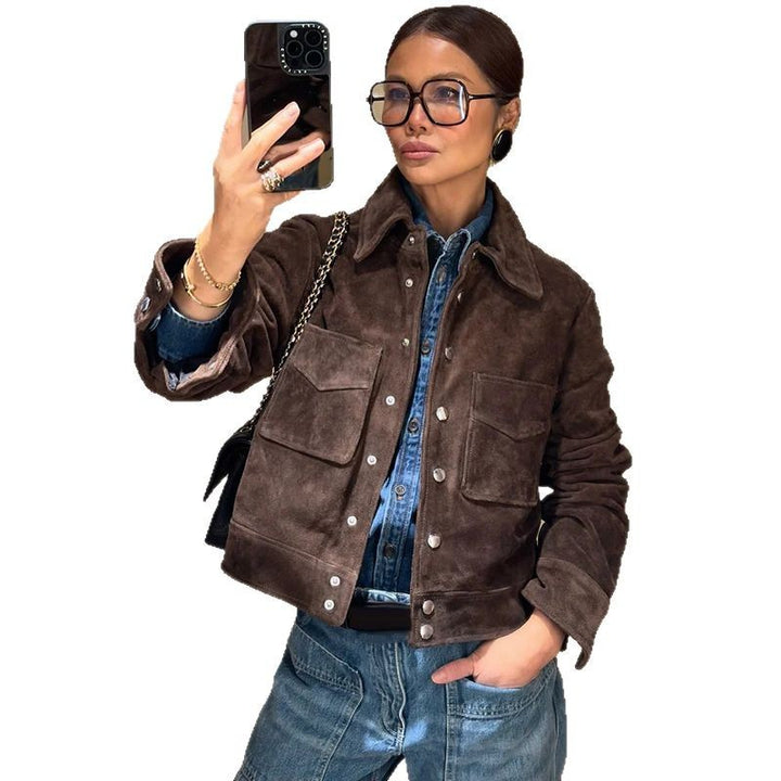Veste en suédine pour femme avec poches pratiques Chic & Stil