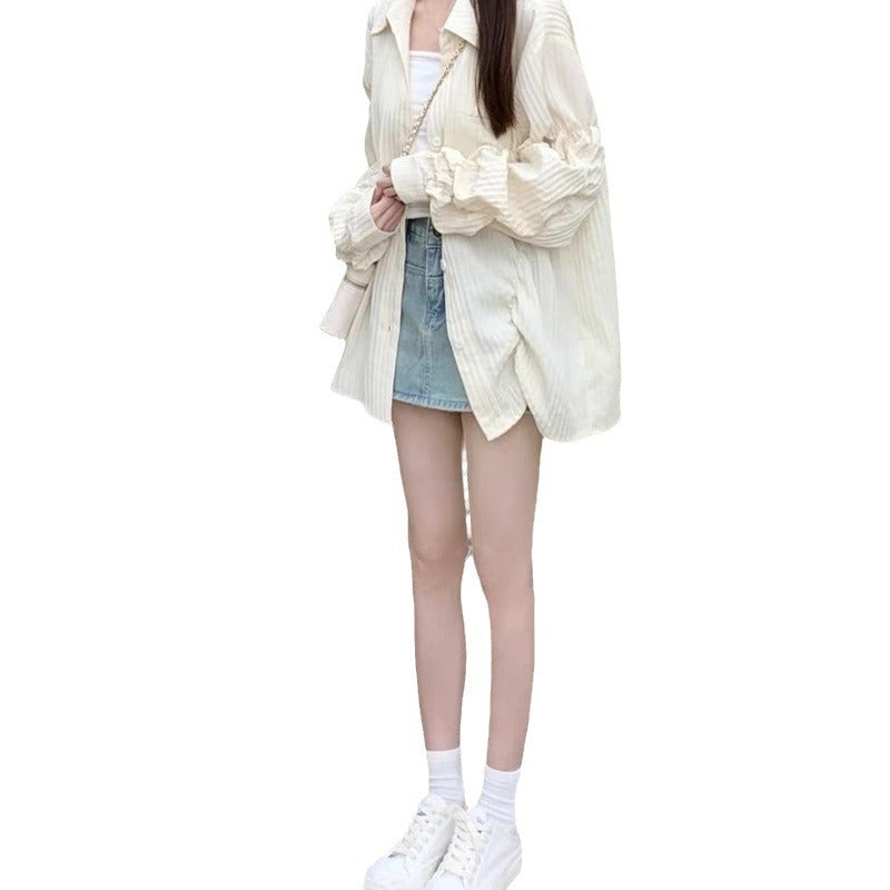 Women casual long sleeve blouse with textured fabric and stylish accents Lune London