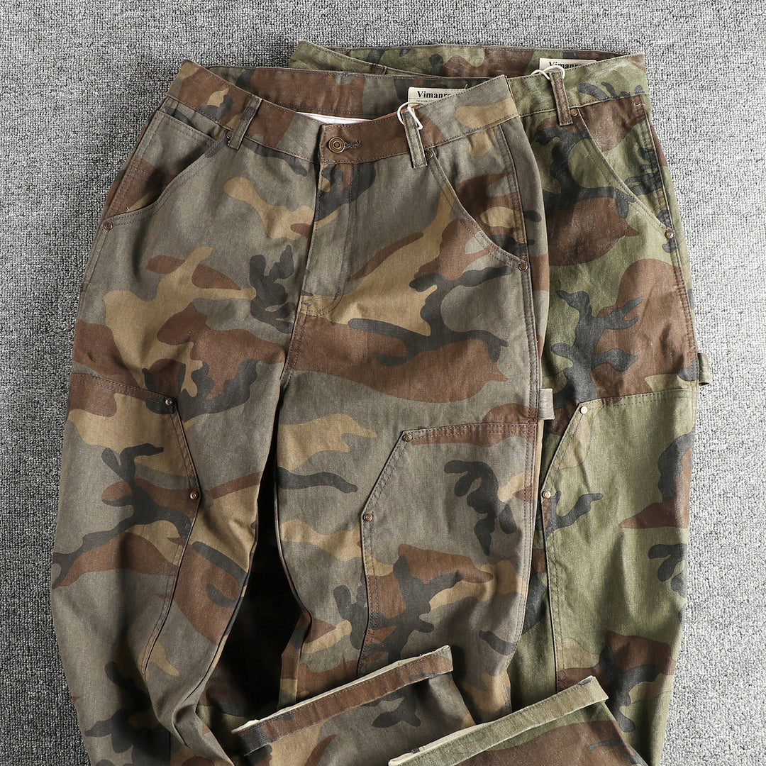 Men's cargo pants in modern camouflage design with multifunctional pockets Lune London