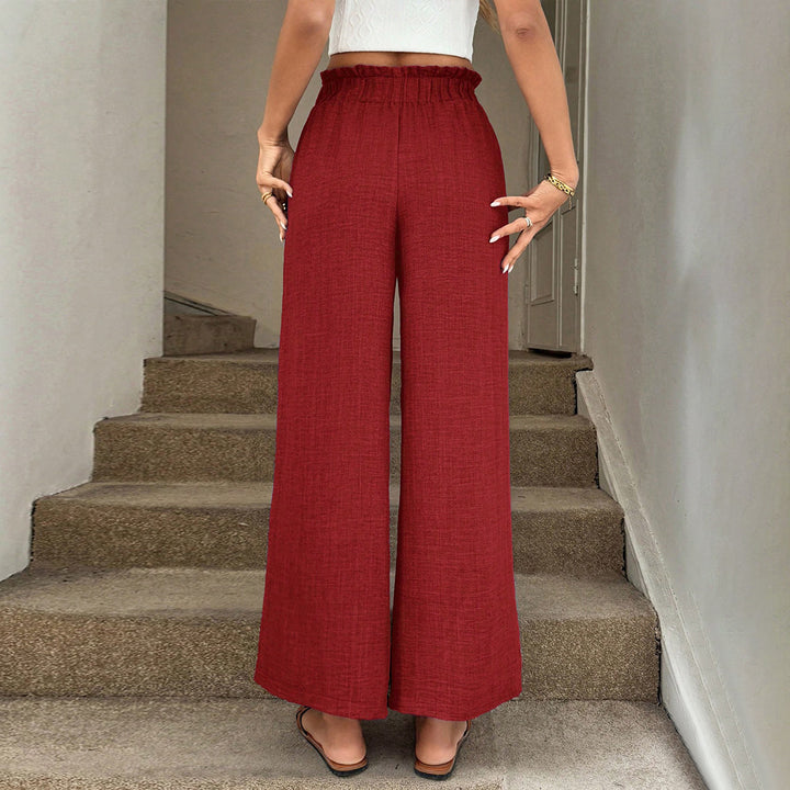 Pantalons en tissu large décontractés pour femmes avec taille élastique et ceinture à nouer Chic & Stil