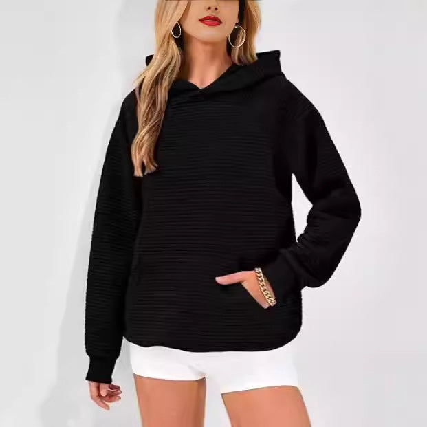 Casual hooded sweatshirt for women in structured cotton Lune London