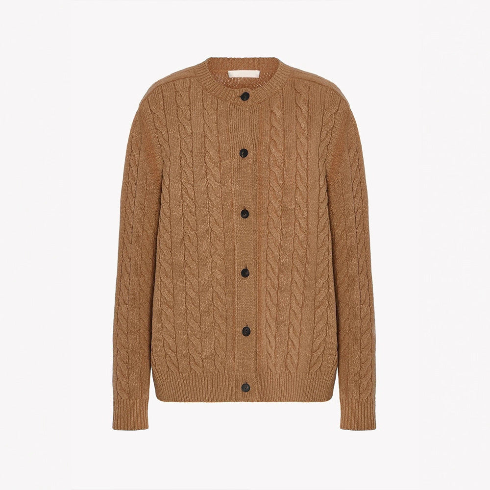 Cardigan en tricot épais pour femmes avec patte de boutonnage Chic & Stil