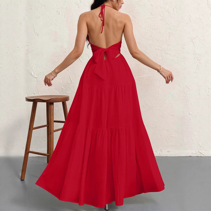 Women's maxi dress with deep V-neck and airy silhouette Lune London