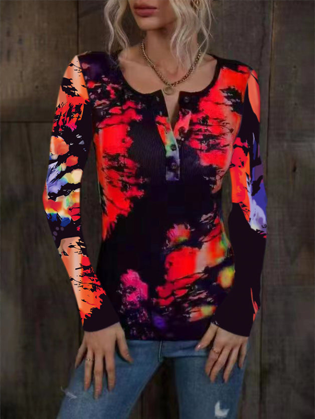 Long sleeve women’s T-shirt with trendy print and high-quality material texture Lune London